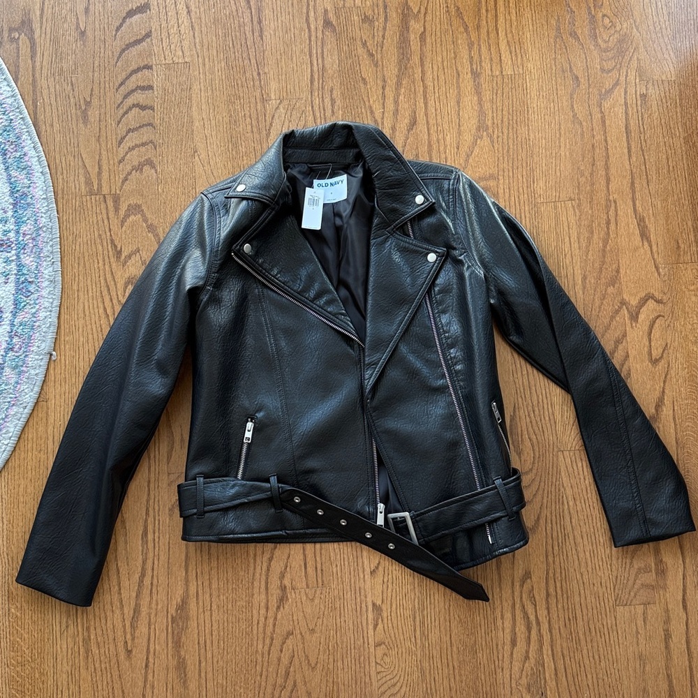 Old Navy Black Faux Leather Jacket NWT